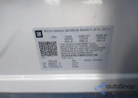 2021 Chevrolet Equinox Fwd Ls from USA, damaged, VIN 3GNAXHEV8MS150138